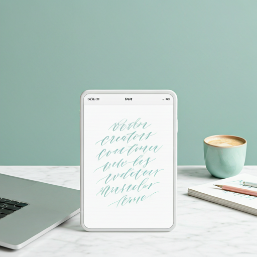 A calm creator workspace with a laptop, notebook, and coffee