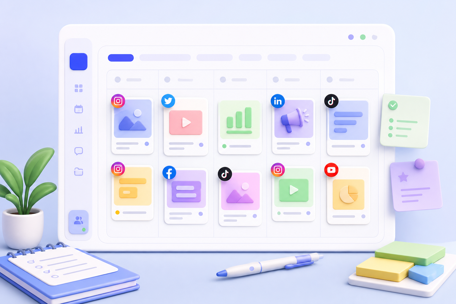 Visual preview of a social media launch calendar template